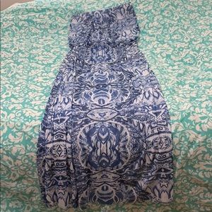 Cynthia Rowley Blue and white printed maxi dress